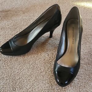 Bandolino Classic Black Patent 3 inch Heels and rounded toe.